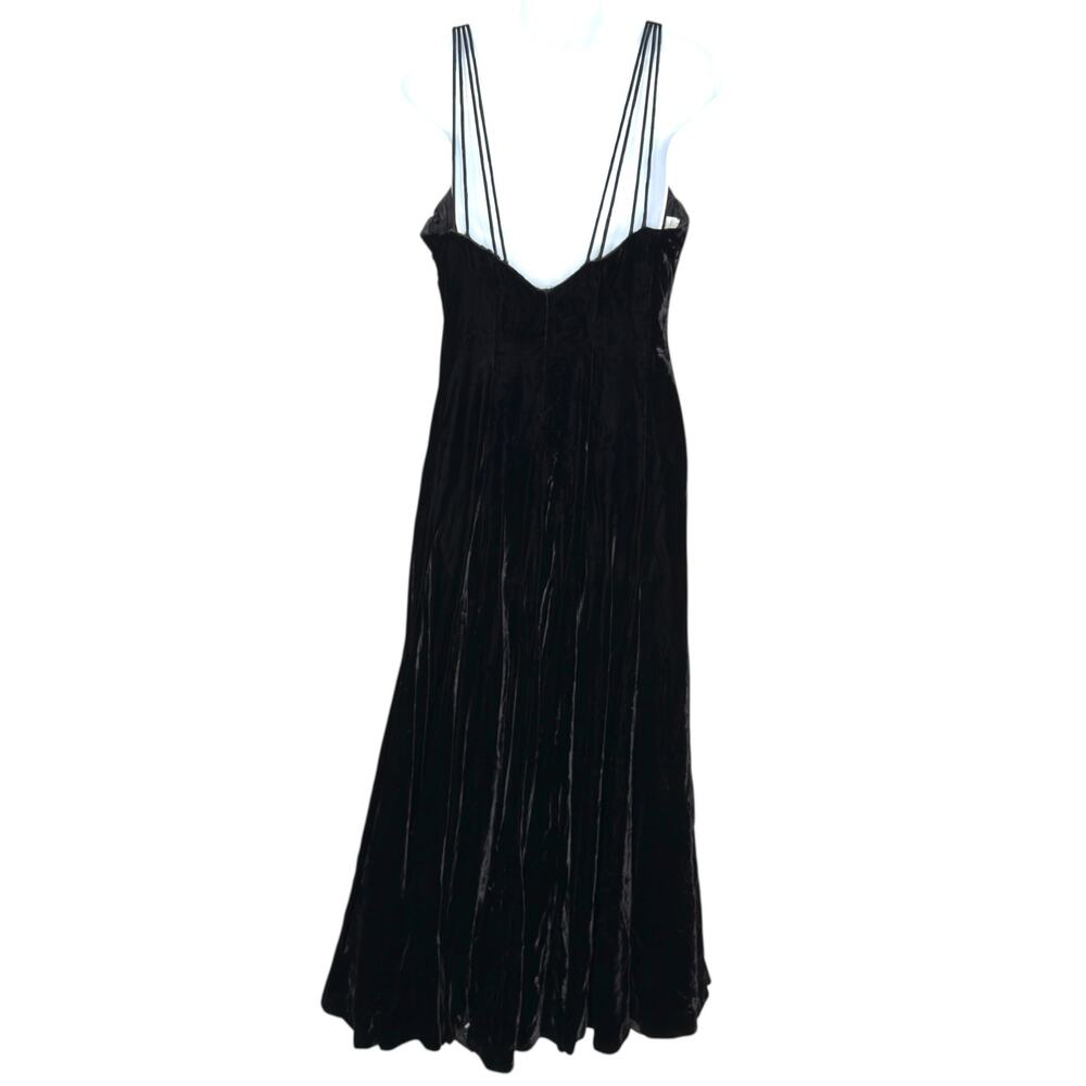 Giorgio Armani IT44 US8 Black Velvet Multi Strap Evening Dress Scoop Neck *flaw - Picture 3 of 15